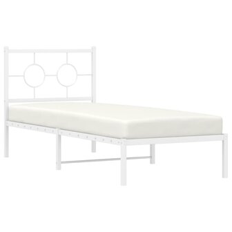 Bedframe met hoofdbord metaal wit 80x200 cm 4