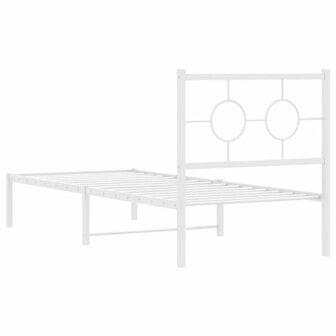 Bedframe met hoofdbord metaal wit 80x200 cm 7