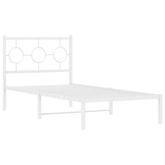 Bedframe met hoofdbord metaal wit 90x190 cm 3