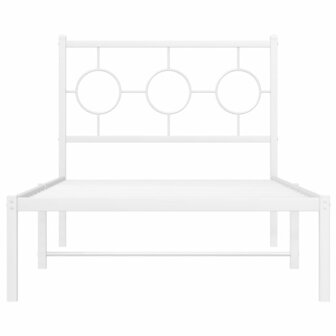 Bedframe met hoofdbord metaal wit 90x190 cm 5
