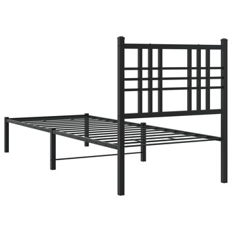 Bedframe met hoofdbord metaal zwart 75x190 cm 6
