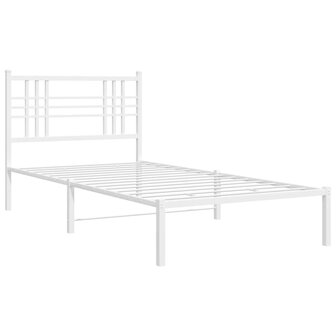 Bedframe met hoofdbord metaal wit 90x190 cm 3