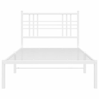 Bedframe met hoofdbord metaal wit 90x190 cm 4