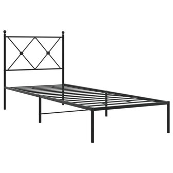 Bedframe met hoofdbord metaal zwart 75x190 cm 3