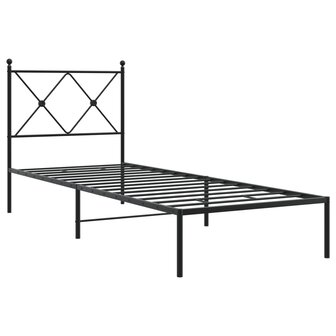 Bedframe met hoofdbord metaal zwart 80x200 cm 3