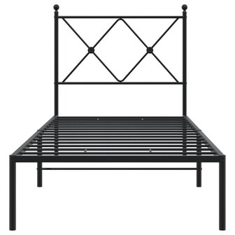 Bedframe met hoofdbord metaal zwart 80x200 cm 4