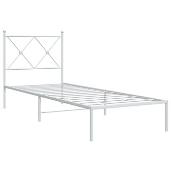 Bedframe met hoofdbord zonder matras metaal wit 75x190 cm 3