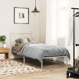 Bedframe met hoofdbord metaal wit 80x200 cm 1
