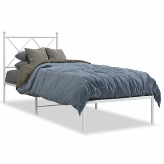 Bedframe met hoofdbord metaal wit 80x200 cm 2