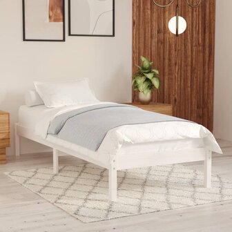 Bedframe massief hout wit 75x190 cm 1