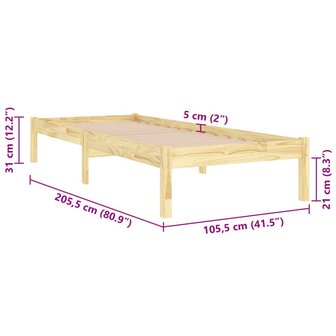 Bedframe massief grenenhout 100x200 cm 8