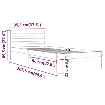 Bedframe massief grenenhout 90x200 cm 8