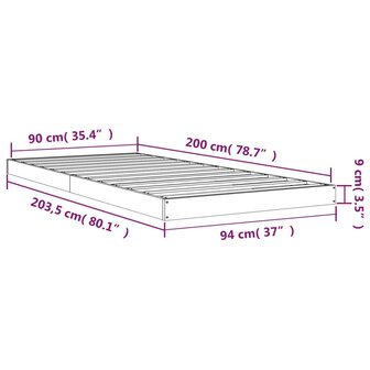 Bedframe massief grenenhout wit 90x200 cm 8