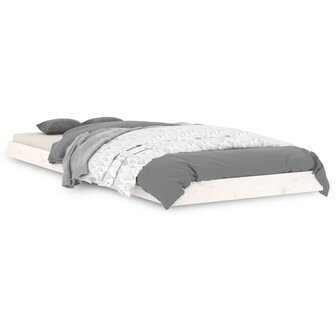 Bedframe massief grenenhout wit 75x190 cm 2