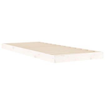 Bedframe massief grenenhout wit 75x190 cm 4