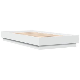 Bedframe bewerkt hout wit 75x190 cm 3