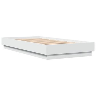 Bedframe bewerkt hout wit 75x190 cm 6