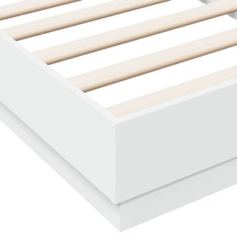 Bedframe bewerkt hout wit 75x190 cm 7