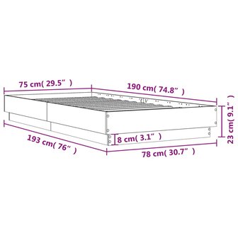 Bedframe bewerkt hout wit 75x190 cm 9