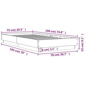 Bedframe zonder matras hout sonoma eikenkleurig 75x190 cm 9
