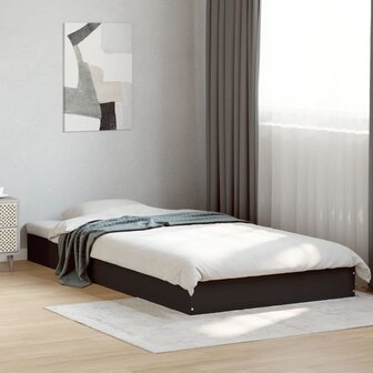 Bedframe bewerkt hout zwart 90x190 cm 1