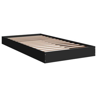 Bedframe bewerkt hout zwart 90x190 cm 3