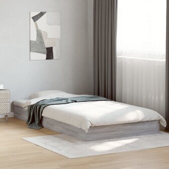 Bedframe bewerkt hout grijs sonoma eikenkleurig 90x190 cm 1