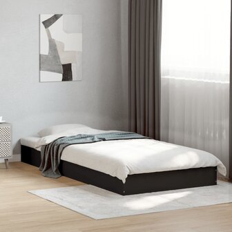 Bedframe bewerkt hout zwart 75x190 cm 1