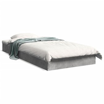 Bedframe bewerkt hout betongrijs 75x190 cm 2