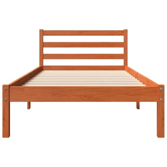Bedframe zonder matras massief grenenhout wasbruin 90x200 cm 4