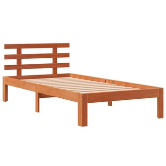 Bedframe zonder matras massief grenenhout wasbruin 75x190 cm 3