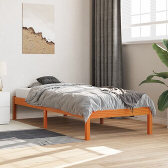 Bedframe zonder matras massief grenenhout wasbruin 75x190 cm 1