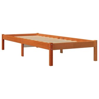 Bedframe zonder matras massief grenenhout wasbruin 90x190 cm 3