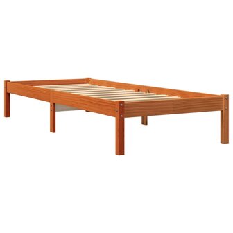 Bedframe zonder matras massief grenenhout wasbruin 90x200 cm 3