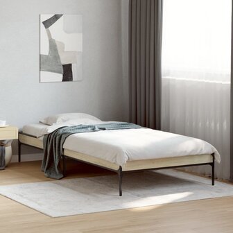 Bedframe bewerkt hout en metaal sonoma eikenkleurig 90x200 cm 1