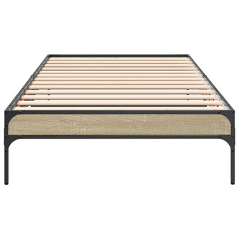 Bedframe bewerkt hout en metaal sonoma eikenkleurig 90x200 cm 4