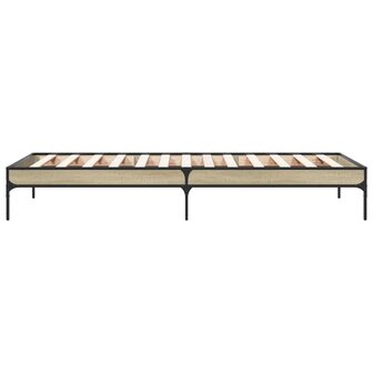 Bedframe bewerkt hout en metaal sonoma eikenkleurig 90x200 cm 5