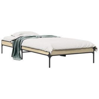 Bedframe bewerkt hout en metaal sonoma eikenkleurig 90x190 cm 2
