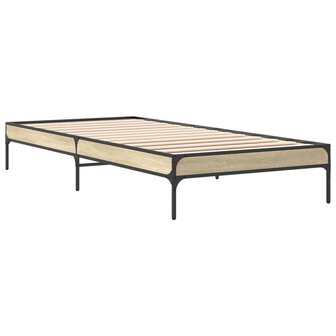 Bedframe bewerkt hout en metaal sonoma eikenkleurig 90x190 cm 3