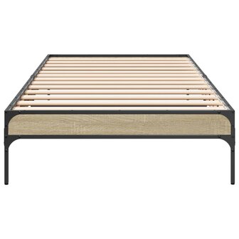 Bedframe bewerkt hout en metaal sonoma eikenkleurig 90x190 cm 4