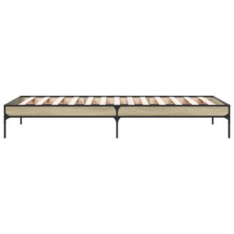 Bedframe bewerkt hout en metaal sonoma eikenkleurig 90x190 cm 5