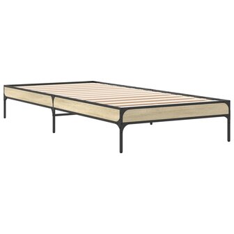 Bedframe bewerkt hout en metaal sonoma eikenkleurig 90x190 cm 6