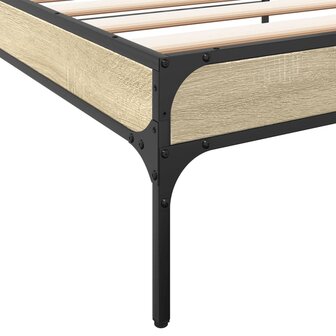 Bedframe bewerkt hout en metaal sonoma eikenkleurig 90x190 cm 7