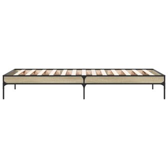 Bedframe bewerkt hout en metaal sonoma eikenkleurig 75x190 cm 5