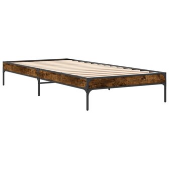 Bedframe bewerkt hout en metaal gerookt eikenkleurig 75x190 cm 3
