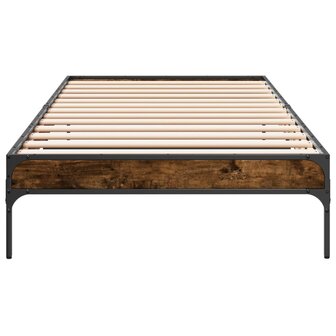 Bedframe bewerkt hout en metaal gerookt eikenkleurig 75x190 cm 4