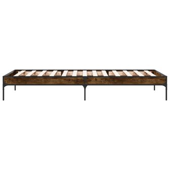 Bedframe bewerkt hout en metaal gerookt eikenkleurig 75x190 cm 5