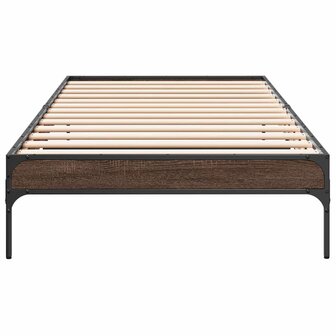 Bedframe bewerkt hout en metaal bruin eikenkleurig 75x190 cm 4