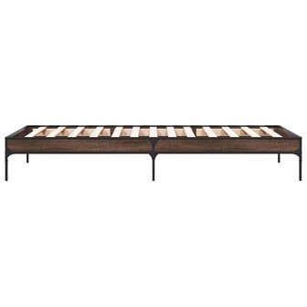 Bedframe bewerkt hout en metaal bruin eikenkleurig 75x190 cm 5