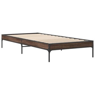 Bedframe bewerkt hout en metaal bruin eikenkleurig 75x190 cm 6